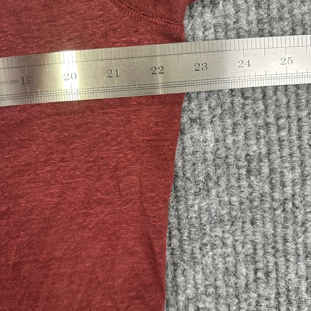 Banana Republic Henley Shirt Mens Large Burgundy Short Sleeve 100% Linen Button
